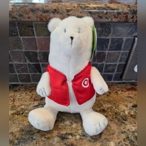NWT Target Exclusive Giggle Scape Plush Red Target Vest 9" Polar Bear